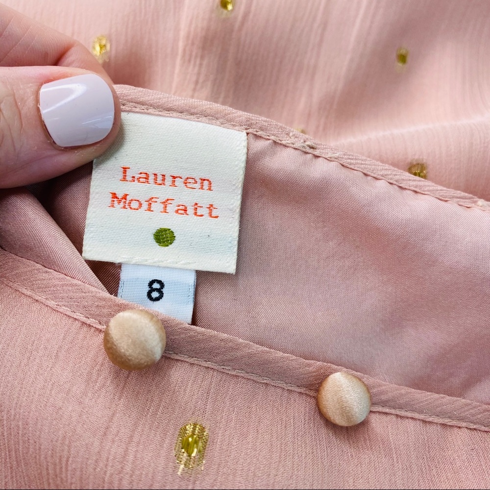 Lauren Moffatt Silk Button Dress Blush ROSE Gold - Picture 2 of 11